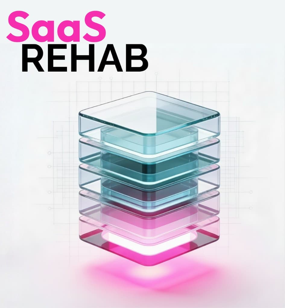 SaaS Rehab stacked glass layers visual